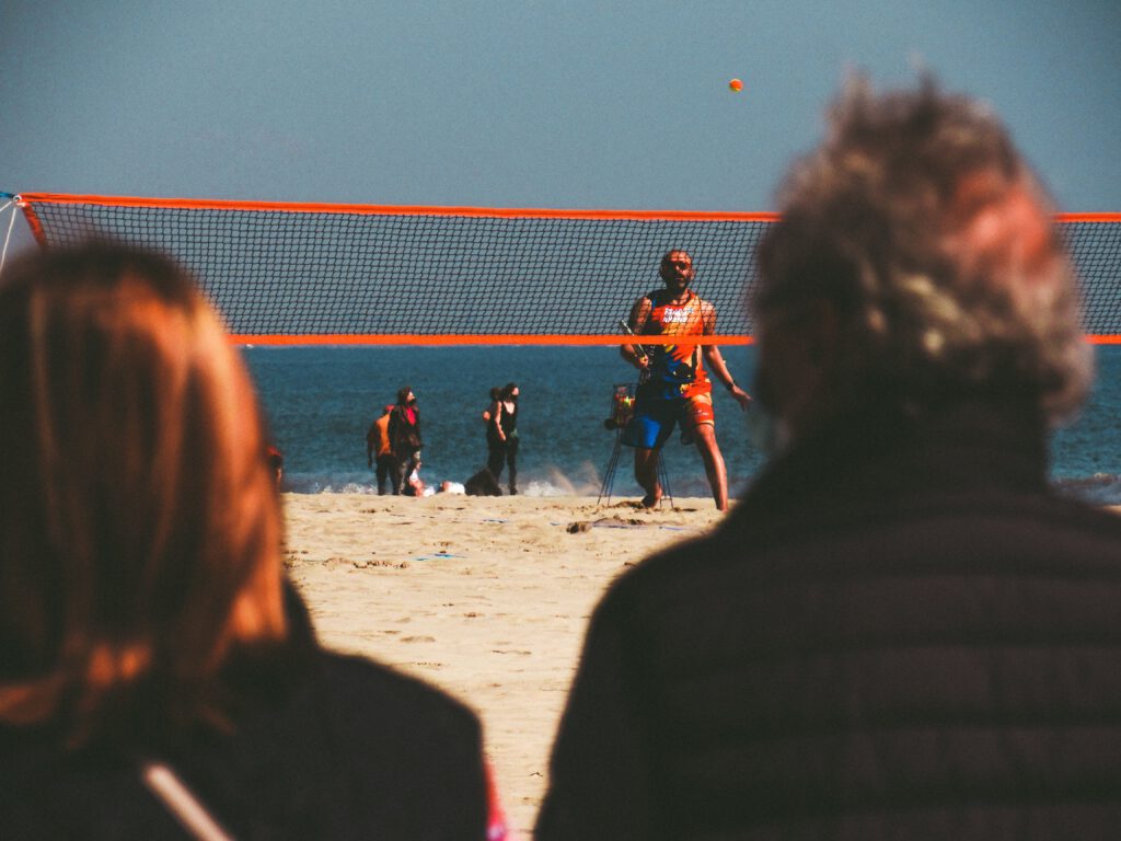 Volleybalveld in Valencia op het strand.